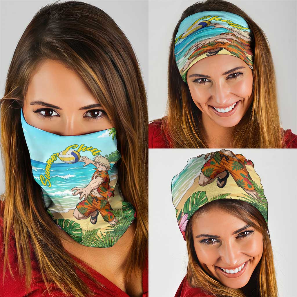 Katsuki Bakugo Summer Chill Neck Gaiter Tropical Anime Action Scene