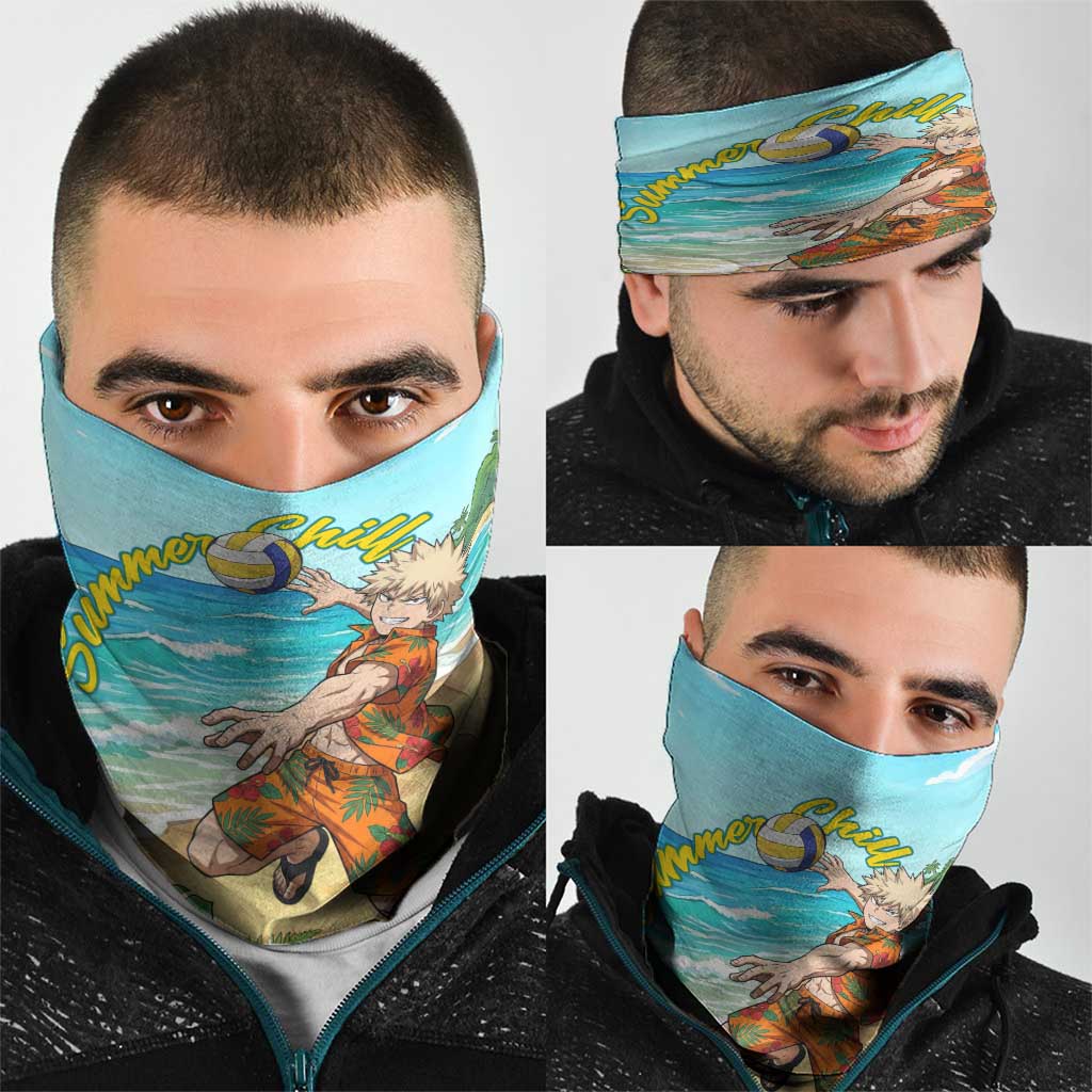 Katsuki Bakugo Summer Chill Neck Gaiter Tropical Anime Action Scene