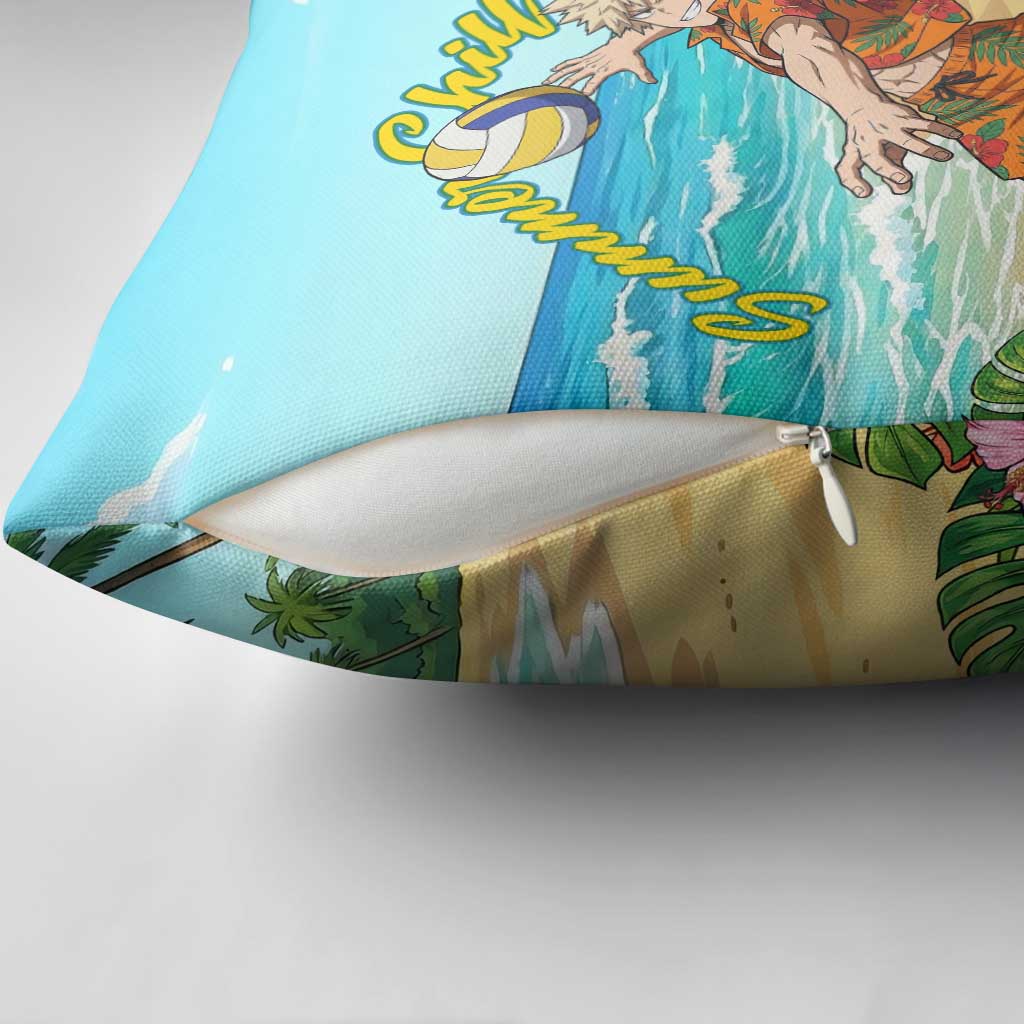 Katsuki Bakugo Summer Chill Pillow Cover Tropical Anime Action Scene