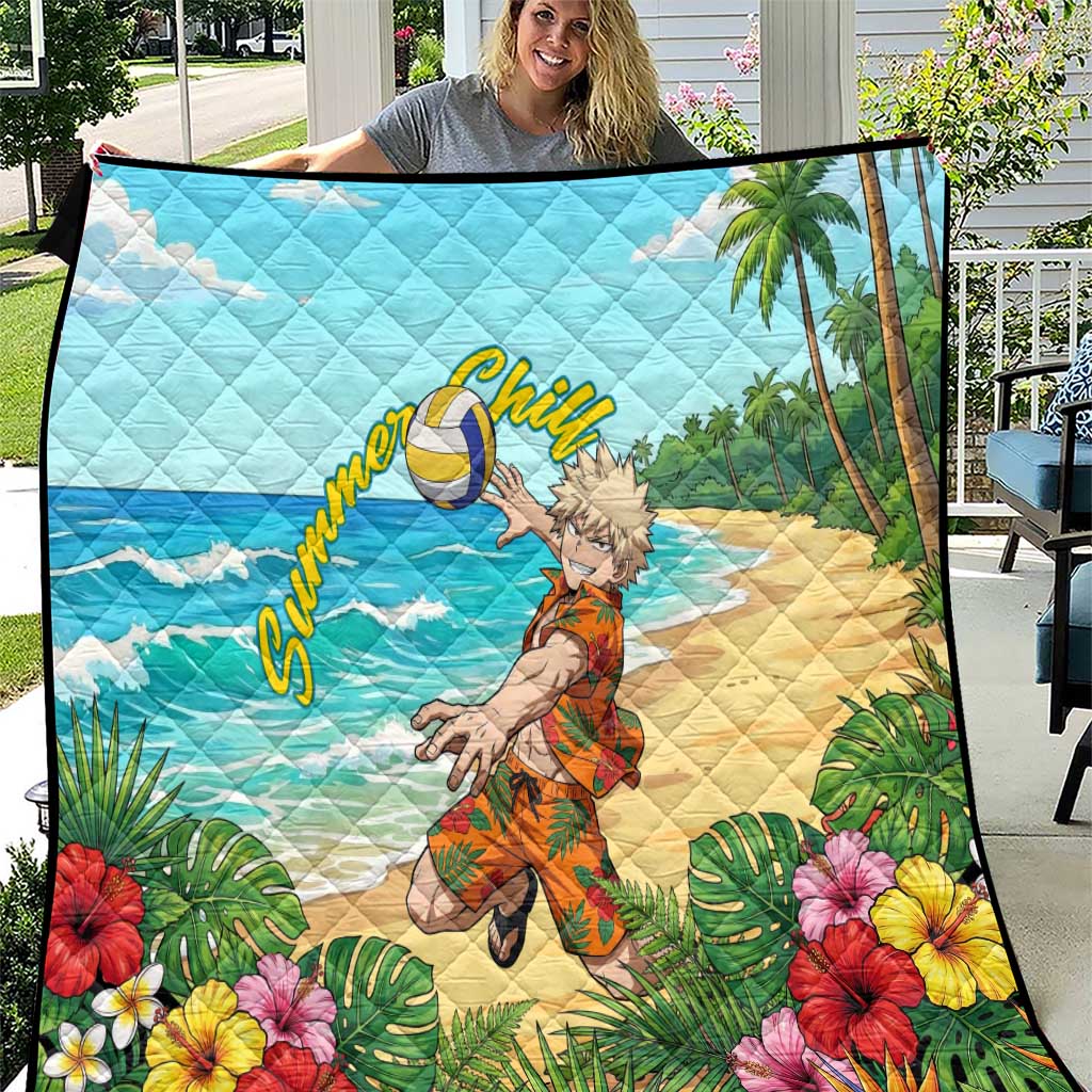 Katsuki Bakugo Summer Chill Quilt Tropical Anime Action Scene