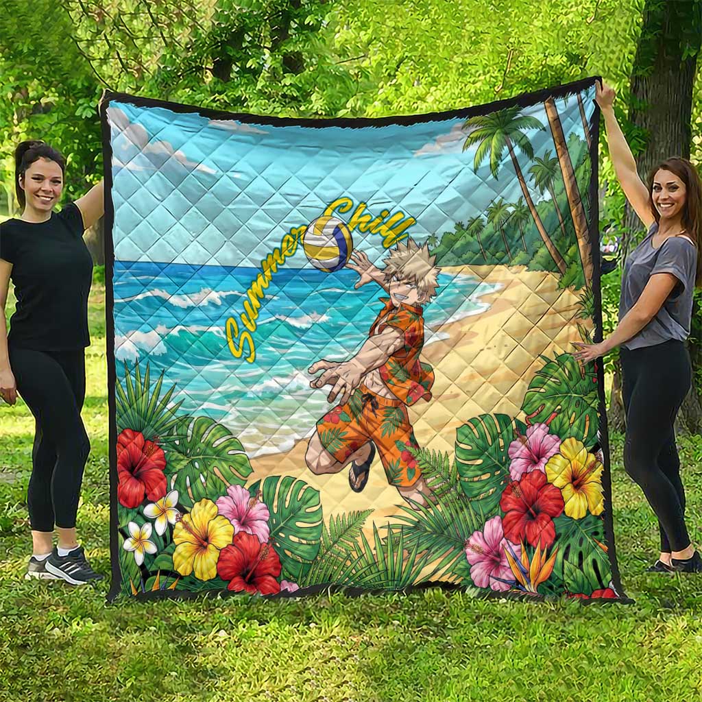 Katsuki Bakugo Summer Chill Quilt Tropical Anime Action Scene