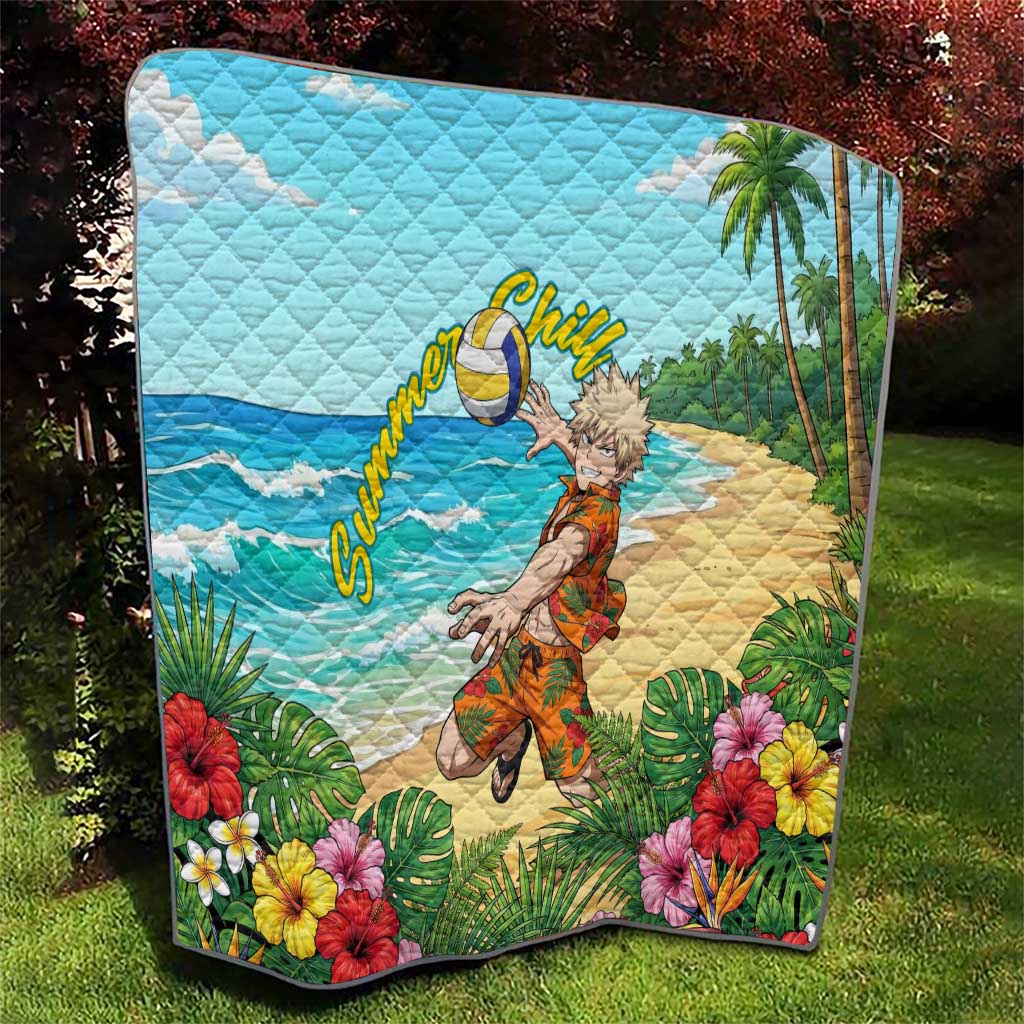 Katsuki Bakugo Summer Chill Quilt Tropical Anime Action Scene
