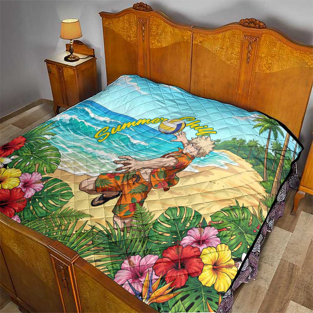 Katsuki Bakugo Summer Chill Quilt Tropical Anime Action Scene