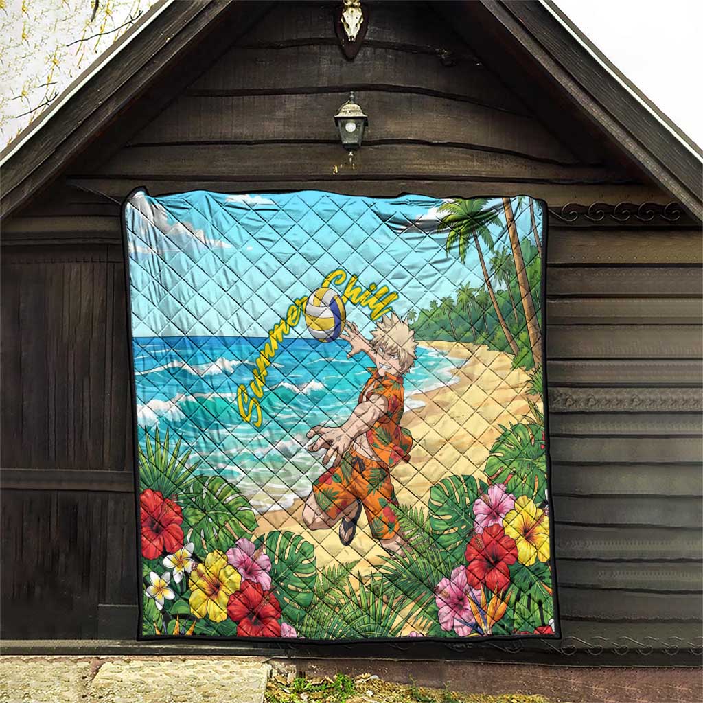 Katsuki Bakugo Summer Chill Quilt Tropical Anime Action Scene