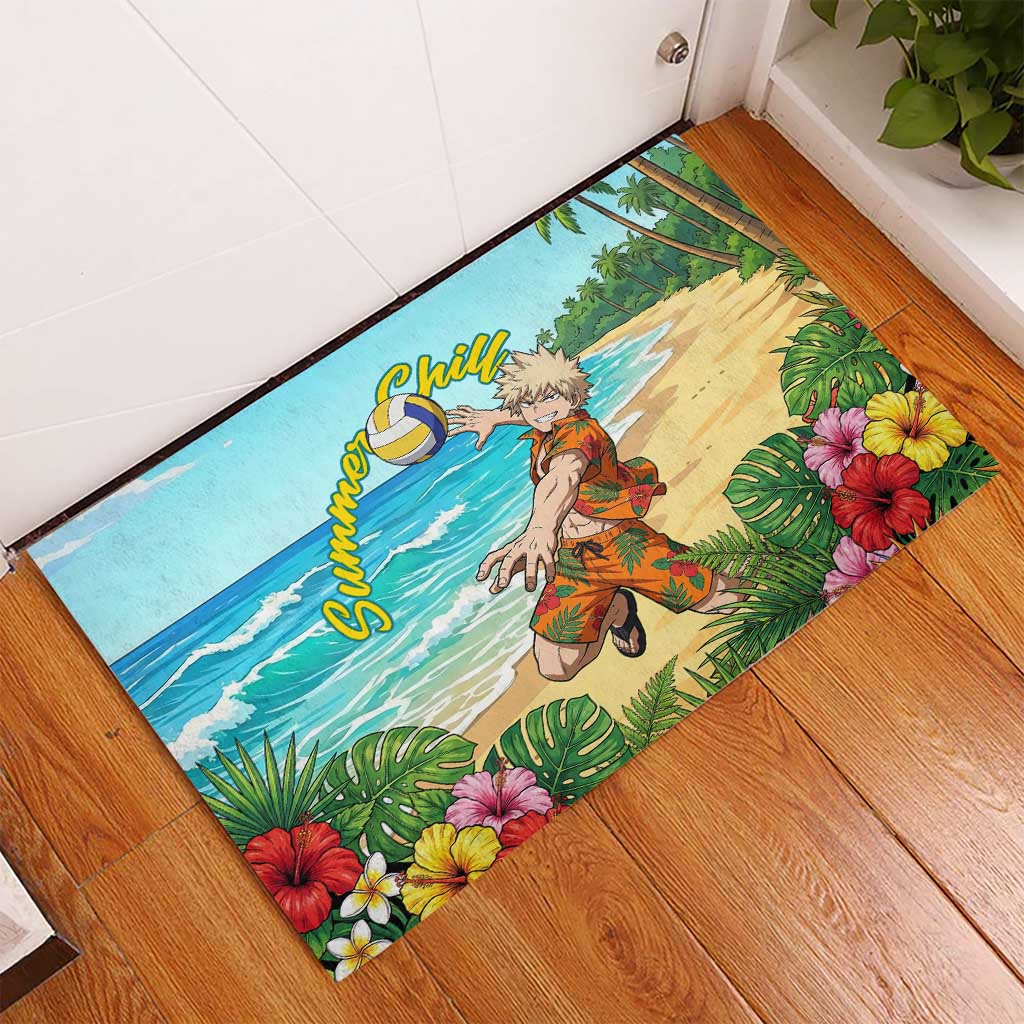 Katsuki Bakugo Summer Chill Rubber Doormat Tropical Anime Action Scene