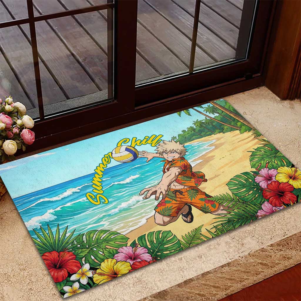 Katsuki Bakugo Summer Chill Rubber Doormat Tropical Anime Action Scene