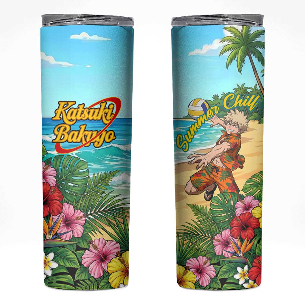 Katsuki Bakugo Summer Chill Skinny Tumbler Tropical Anime Action Scene