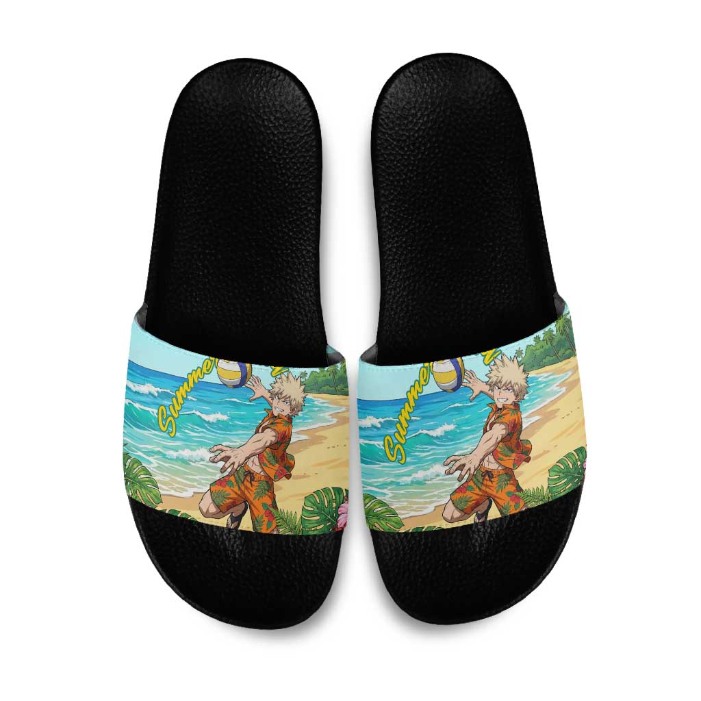 Katsuki Bakugo Summer Chill Slide Sandals Tropical Anime Action Scene
