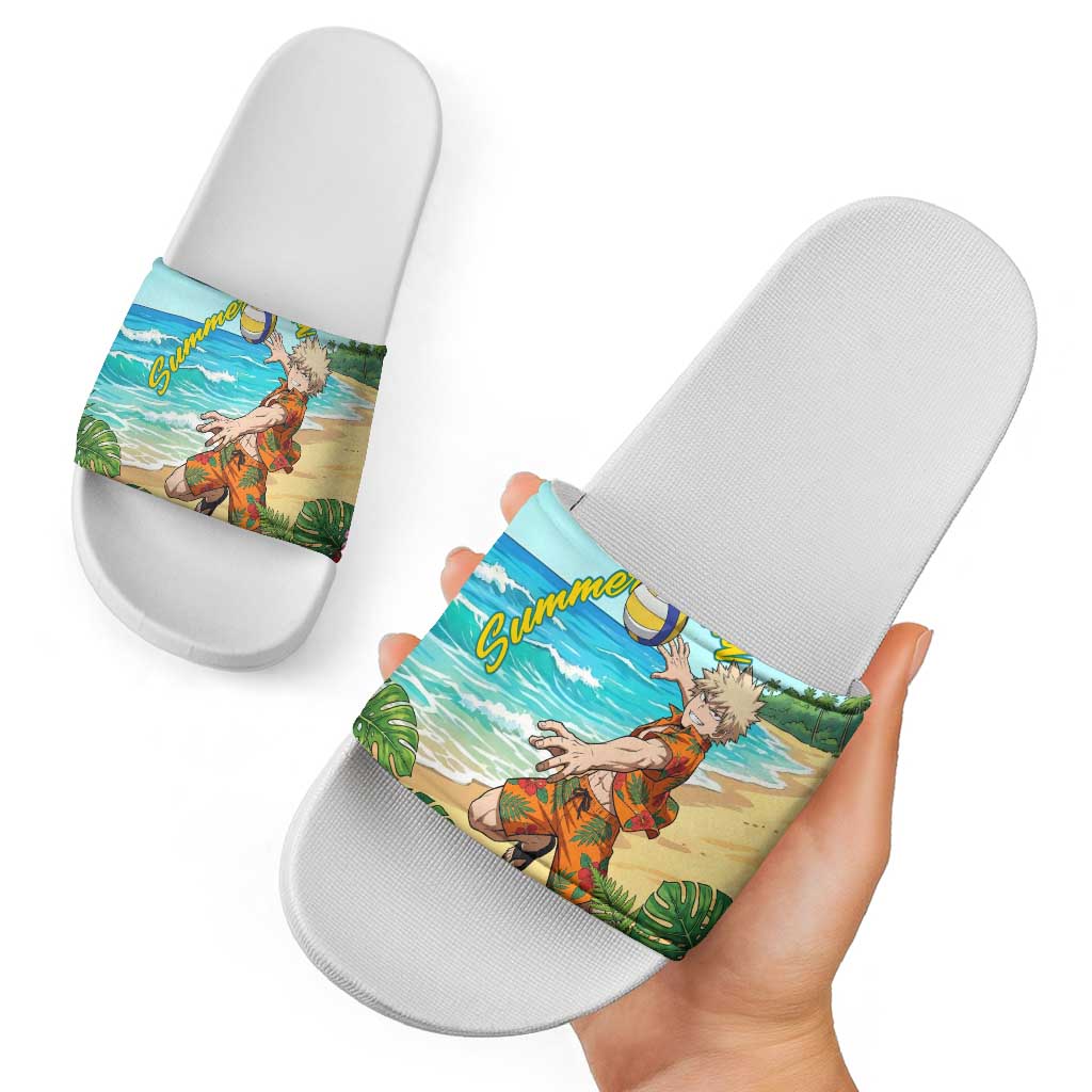 Katsuki Bakugo Summer Chill Slide Sandals Tropical Anime Action Scene