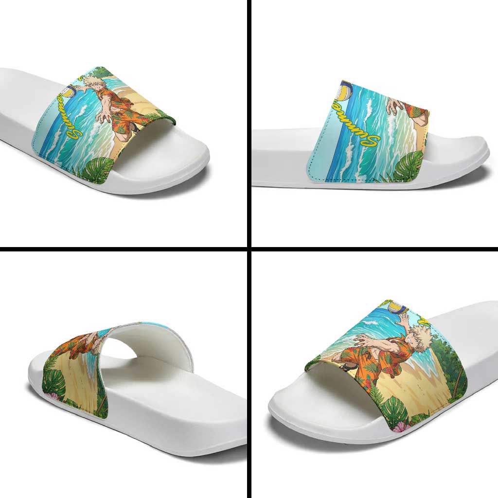 Katsuki Bakugo Summer Chill Slide Sandals Tropical Anime Action Scene