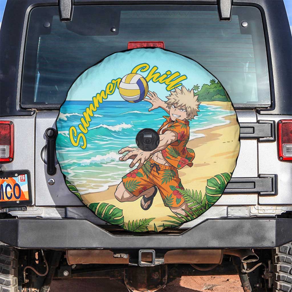 Katsuki Bakugo Summer Chill Spare Tire Cover Tropical Anime Action Scene