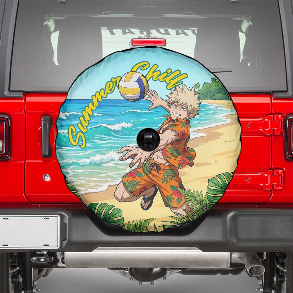 Katsuki Bakugo Summer Chill Spare Tire Cover Tropical Anime Action Scene