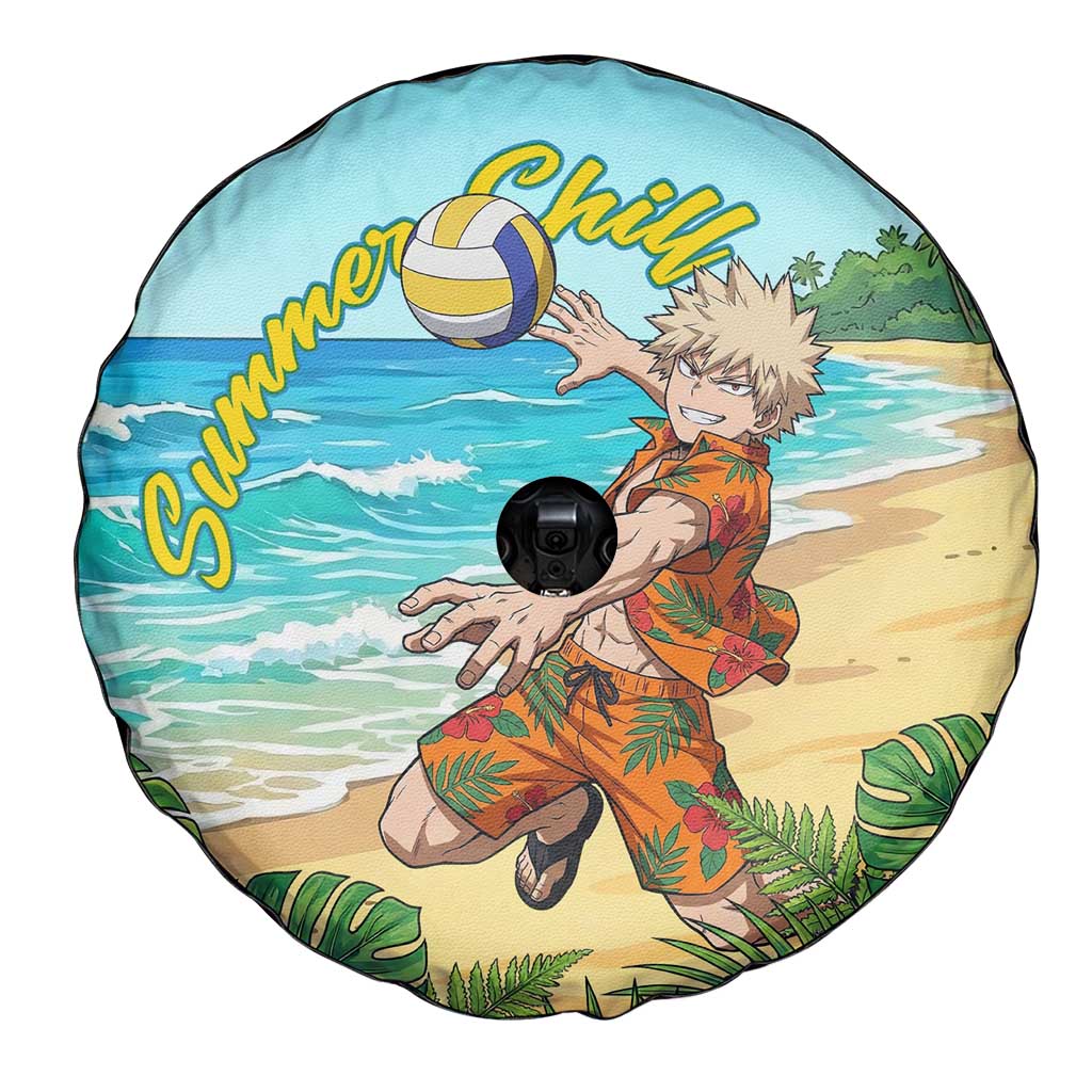 Katsuki Bakugo Summer Chill Spare Tire Cover Tropical Anime Action Scene