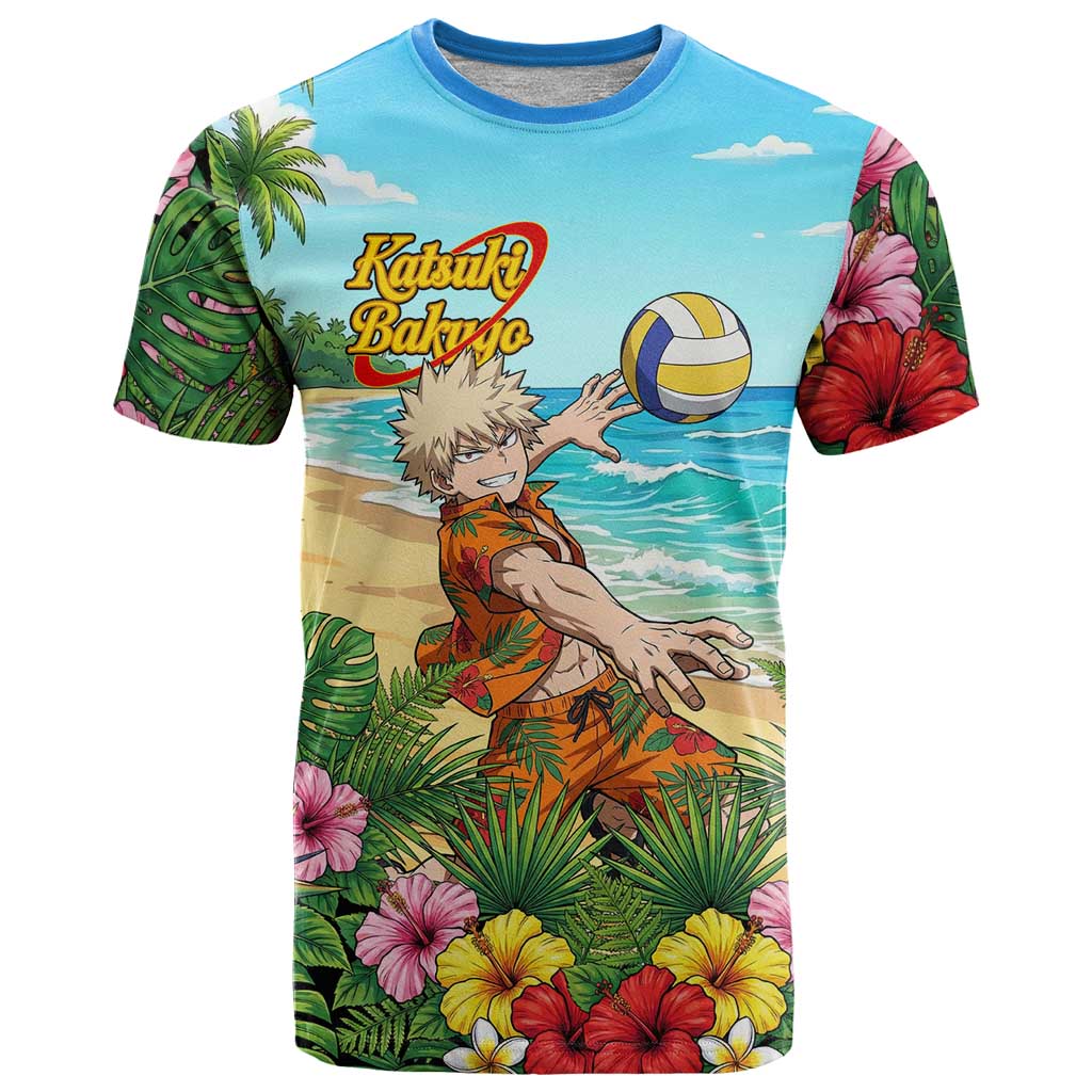Katsuki Bakugo Summer Chill T Shirt Tropical Anime Action Scene
