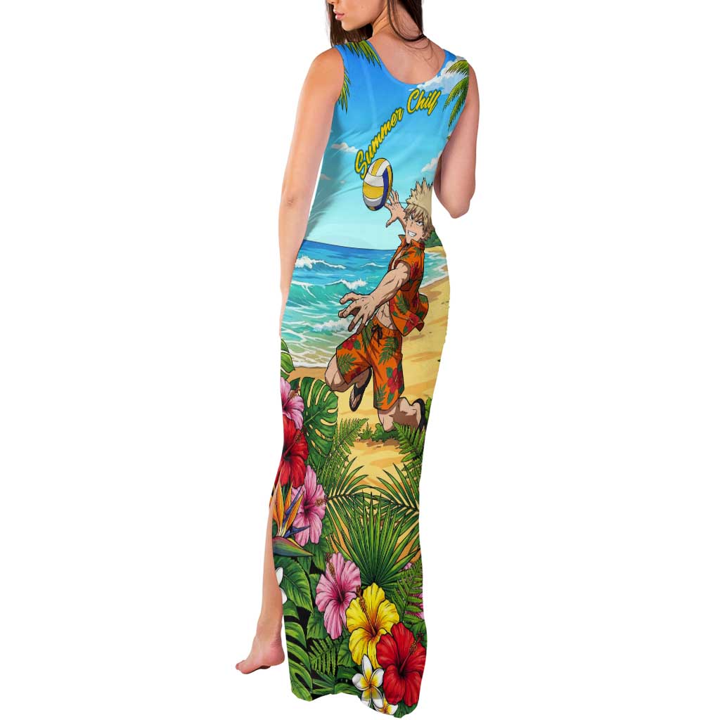 Katsuki Bakugo Summer Chill Tank Maxi Dress Tropical Anime Action Scene