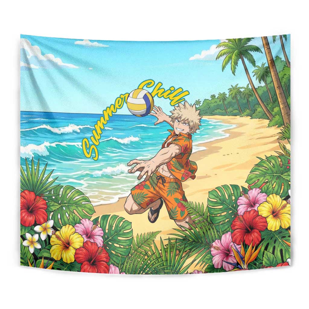 Katsuki Bakugo Summer Chill Tapestry Tropical Anime Action Scene