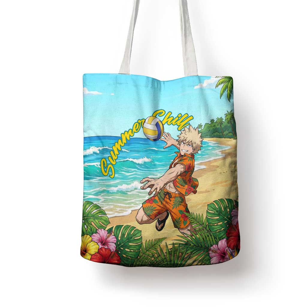 Katsuki Bakugo Summer Chill Tote Bag Tropical Anime Action Scene