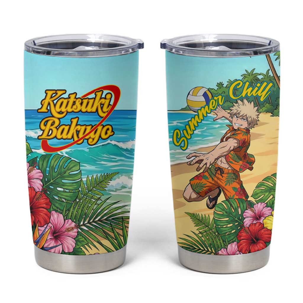 Katsuki Bakugo Summer Chill Tumbler Cup Tropical Anime Action Scene