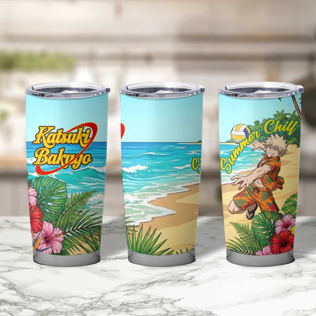 Katsuki Bakugo Summer Chill Tumbler Cup Tropical Anime Action Scene