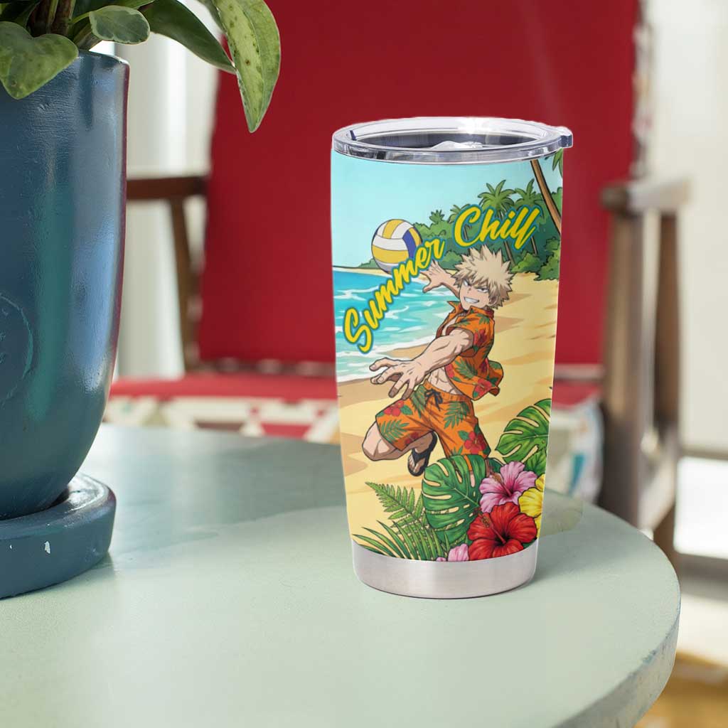 Katsuki Bakugo Summer Chill Tumbler Cup Tropical Anime Action Scene