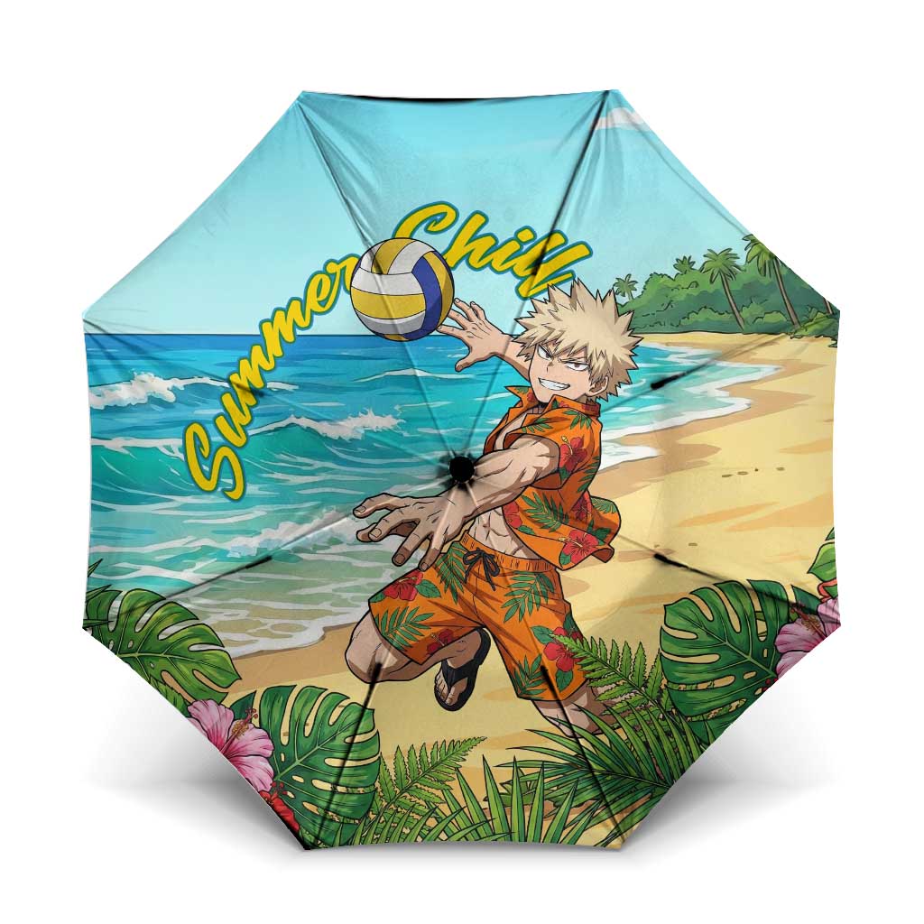 Katsuki Bakugo Summer Chill Umbrella Tropical Anime Action Scene