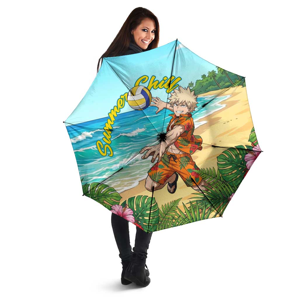 Katsuki Bakugo Summer Chill Umbrella Tropical Anime Action Scene