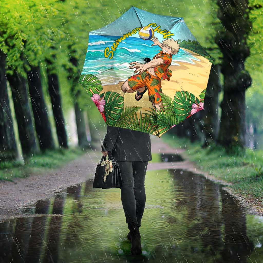 Katsuki Bakugo Summer Chill Umbrella Tropical Anime Action Scene