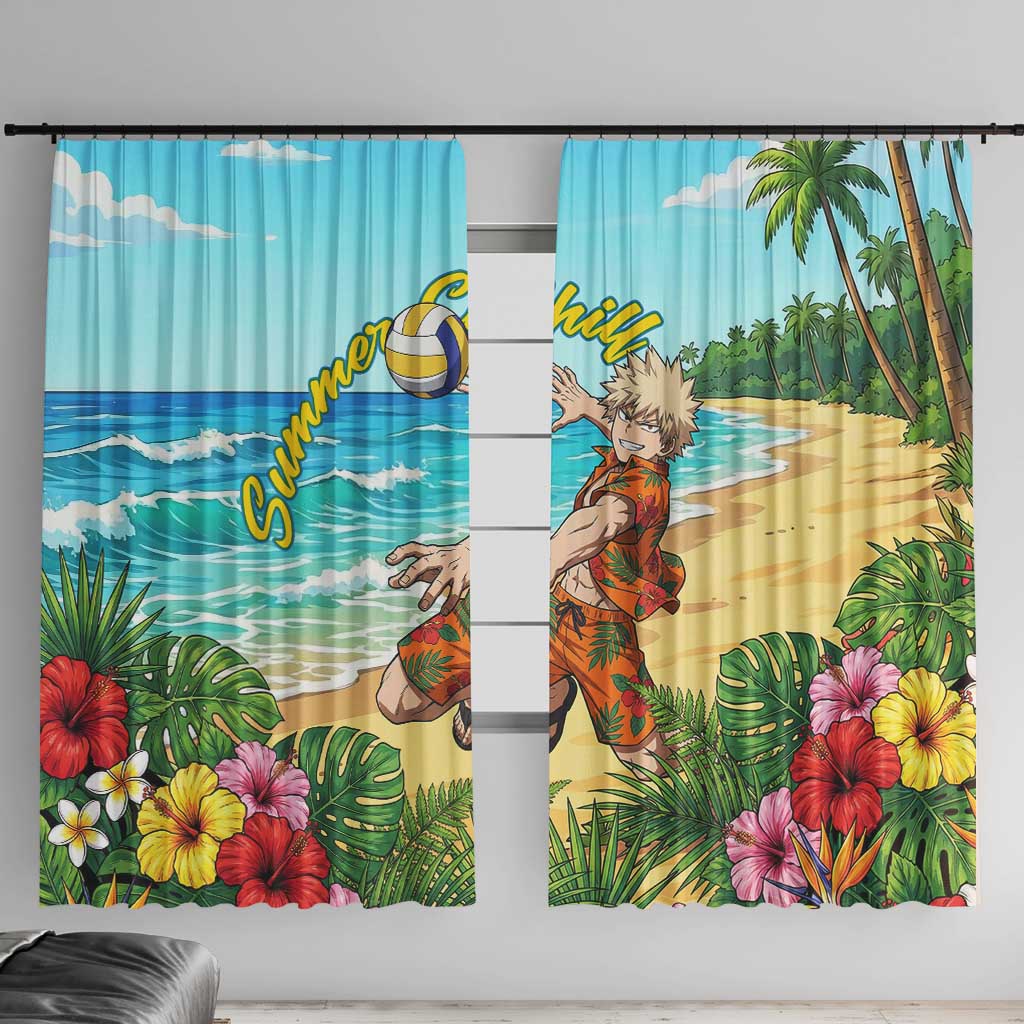 Katsuki Bakugo Summer Chill Window Curtain Tropical Anime Action Scene