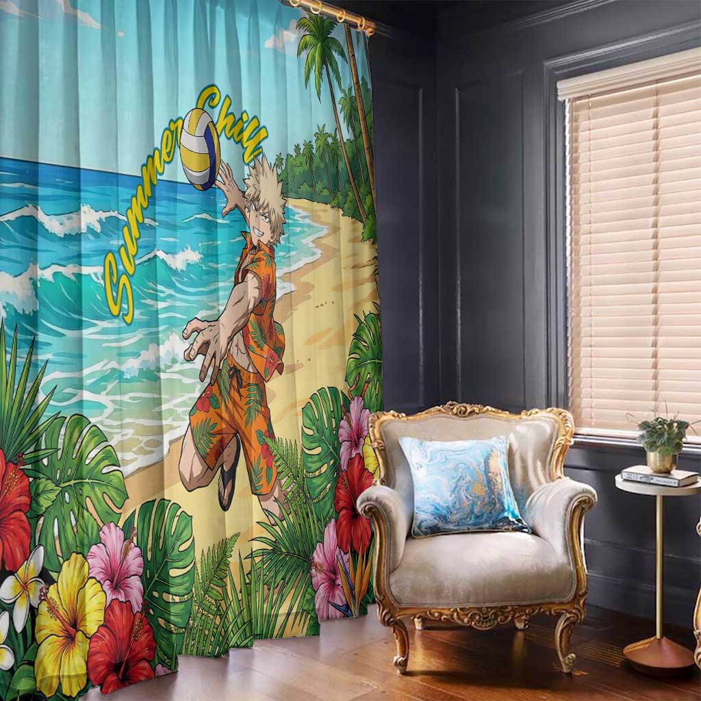 Katsuki Bakugo Summer Chill Window Curtain Tropical Anime Action Scene