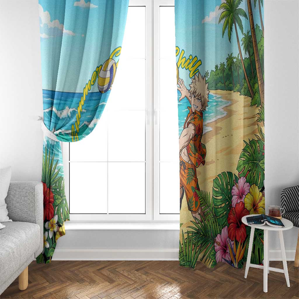 Katsuki Bakugo Summer Chill Window Curtain Tropical Anime Action Scene
