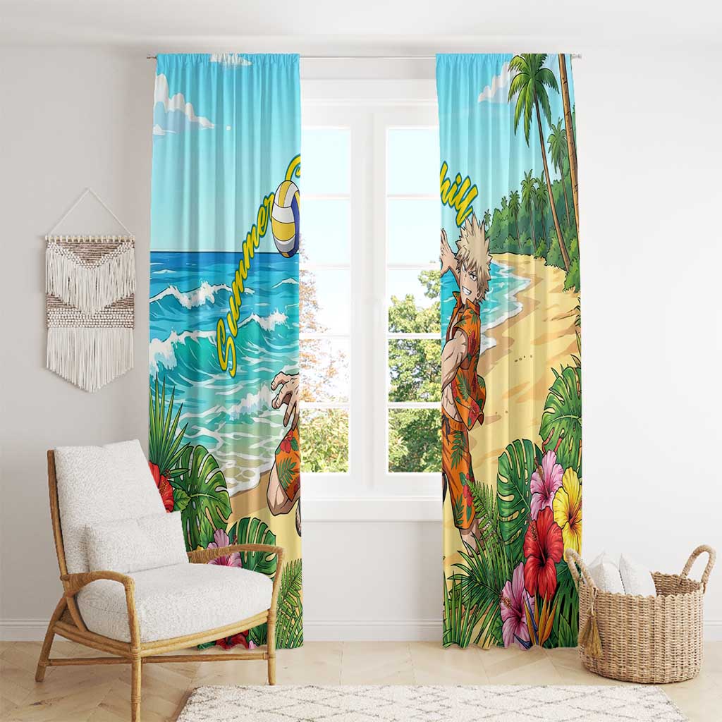 Katsuki Bakugo Summer Chill Window Curtain Tropical Anime Action Scene