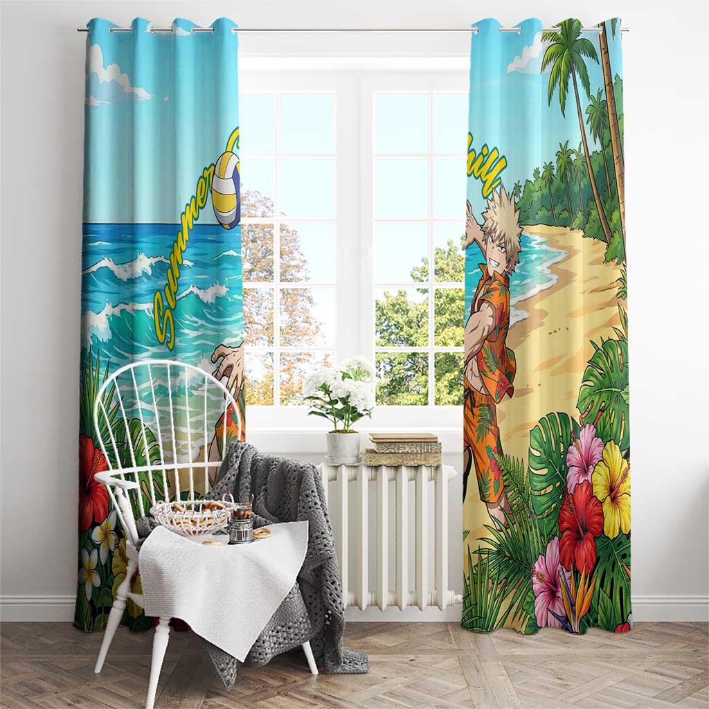 Katsuki Bakugo Summer Chill Window Curtain Tropical Anime Action Scene