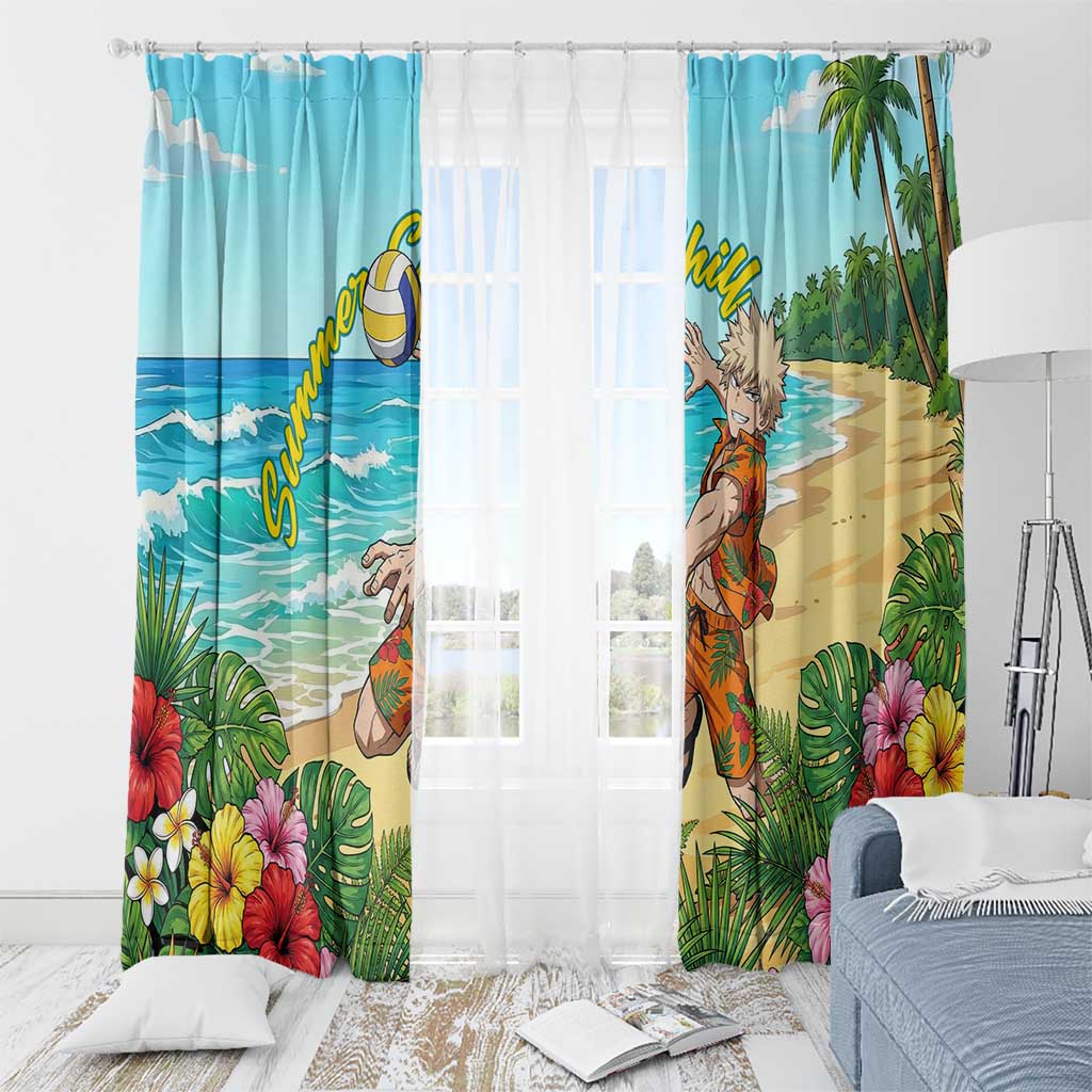 Katsuki Bakugo Summer Chill Window Curtain Tropical Anime Action Scene