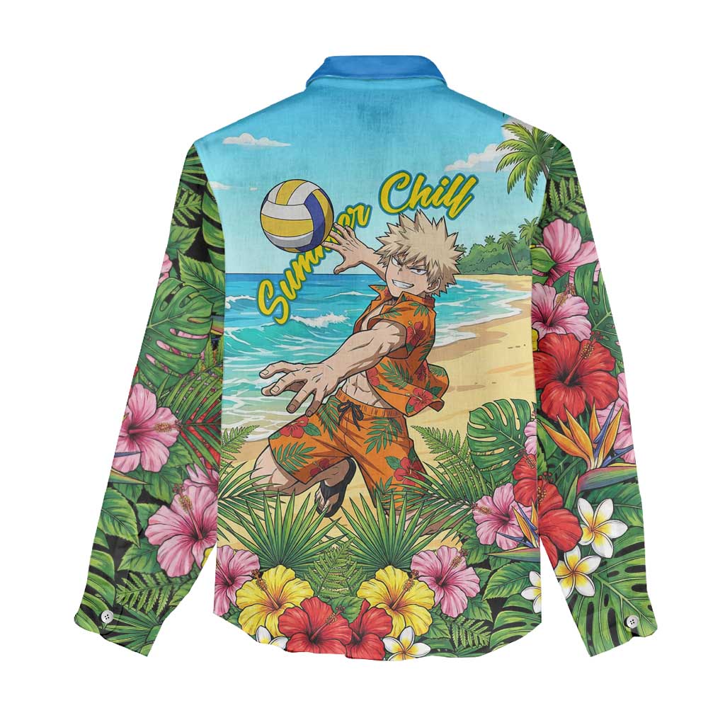 Katsuki Bakugo Summer Chill Women Casual Shirt Tropical Anime Action Scene