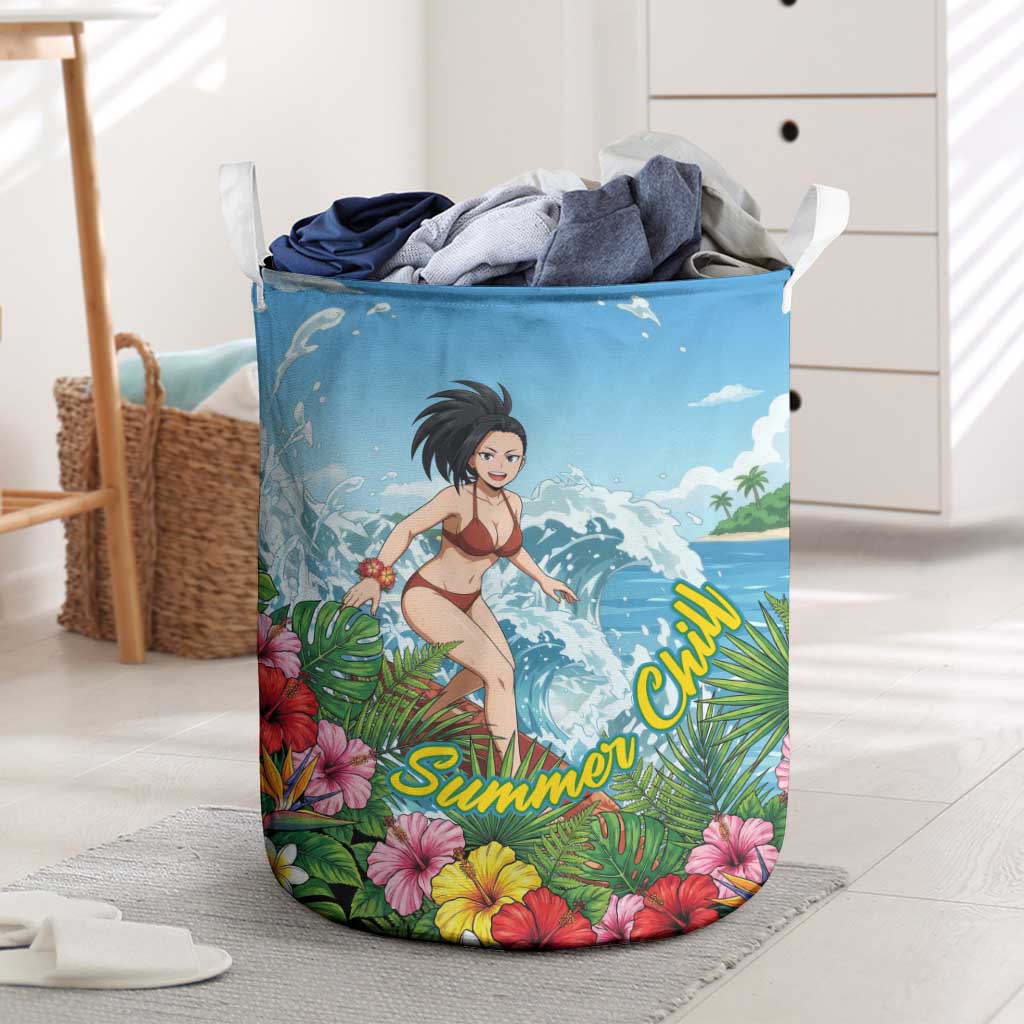 Momo Yaoyorozu Summer Chill Laundry Basket Tropical Anime Surf Adventure