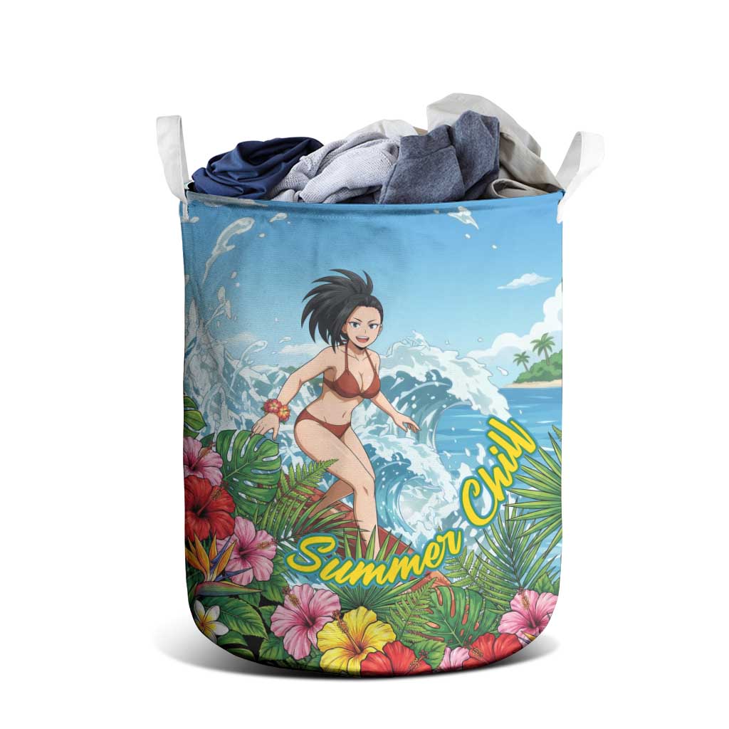 Momo Yaoyorozu Summer Chill Laundry Basket Tropical Anime Surf Adventure