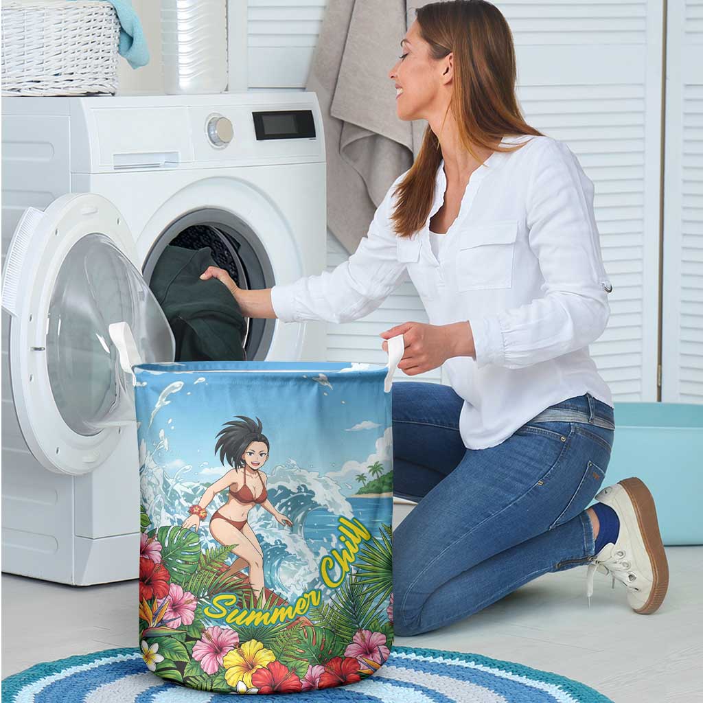 Momo Yaoyorozu Summer Chill Laundry Basket Tropical Anime Surf Adventure