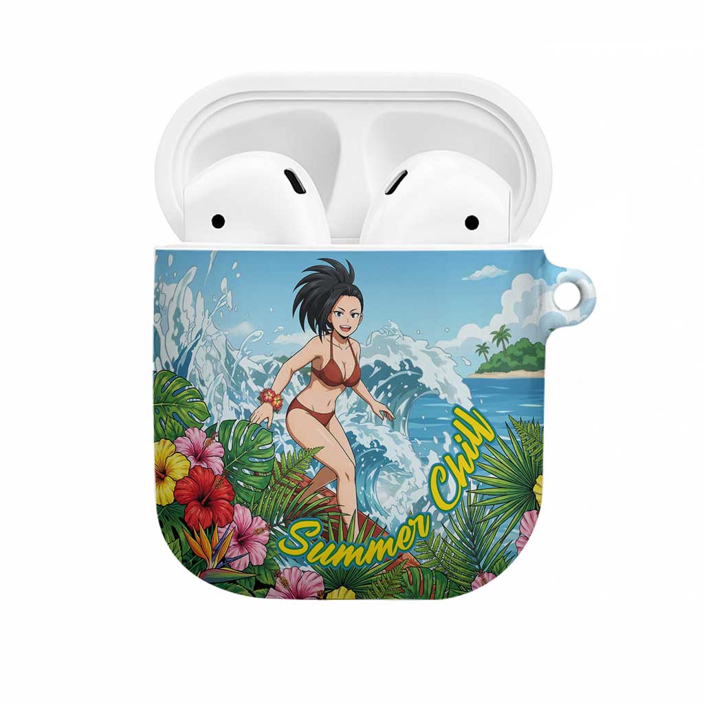Momo Yaoyorozu Summer Chill AirPods Case Tropical Anime Surf Adventure