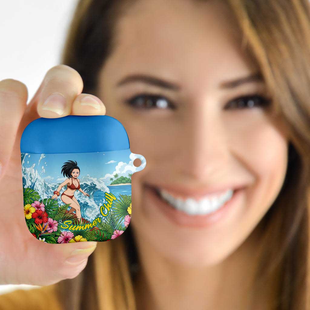 Momo Yaoyorozu Summer Chill AirPods Case Tropical Anime Surf Adventure