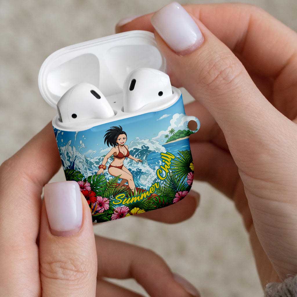 Momo Yaoyorozu Summer Chill AirPods Case Tropical Anime Surf Adventure