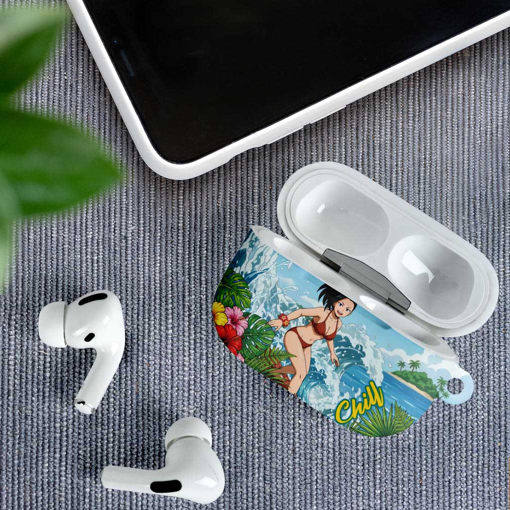 Momo Yaoyorozu Summer Chill AirPods Case Tropical Anime Surf Adventure