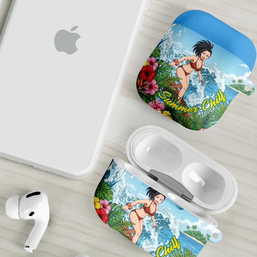 Momo Yaoyorozu Summer Chill AirPods Case Tropical Anime Surf Adventure