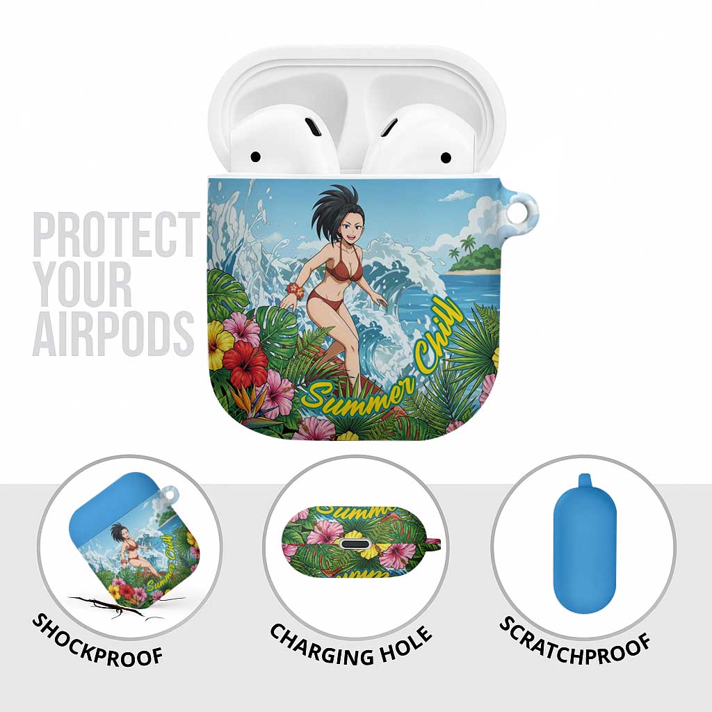 Momo Yaoyorozu Summer Chill AirPods Case Tropical Anime Surf Adventure