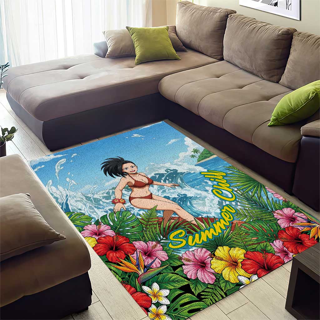 Momo Yaoyorozu Summer Chill Area Rug Tropical Anime Surf Adventure
