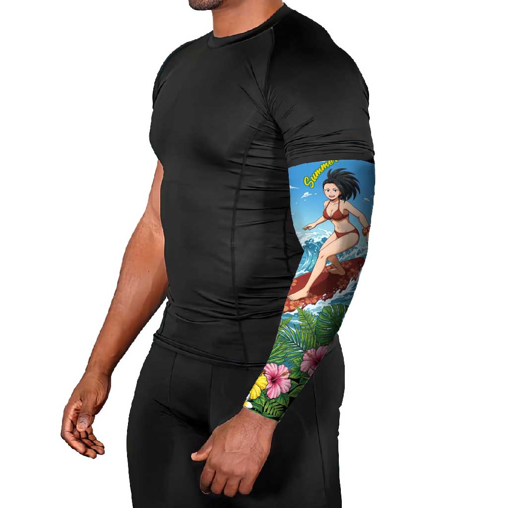 Momo Yaoyorozu Summer Chill Arm Sleeves Tropical Anime Surf Adventure