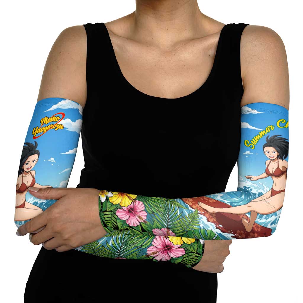 Momo Yaoyorozu Summer Chill Arm Sleeves Tropical Anime Surf Adventure