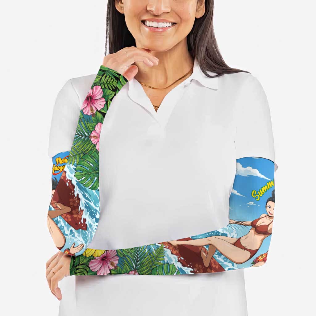 Momo Yaoyorozu Summer Chill Arm Sleeves Tropical Anime Surf Adventure
