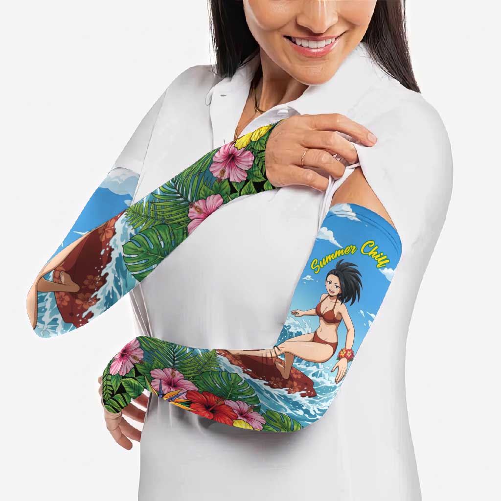 Momo Yaoyorozu Summer Chill Arm Sleeves Tropical Anime Surf Adventure