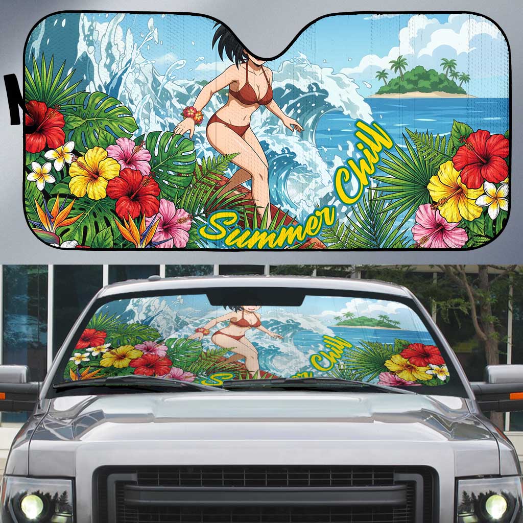 Momo Yaoyorozu Summer Chill Auto Sun Shade Tropical Anime Surf Adventure
