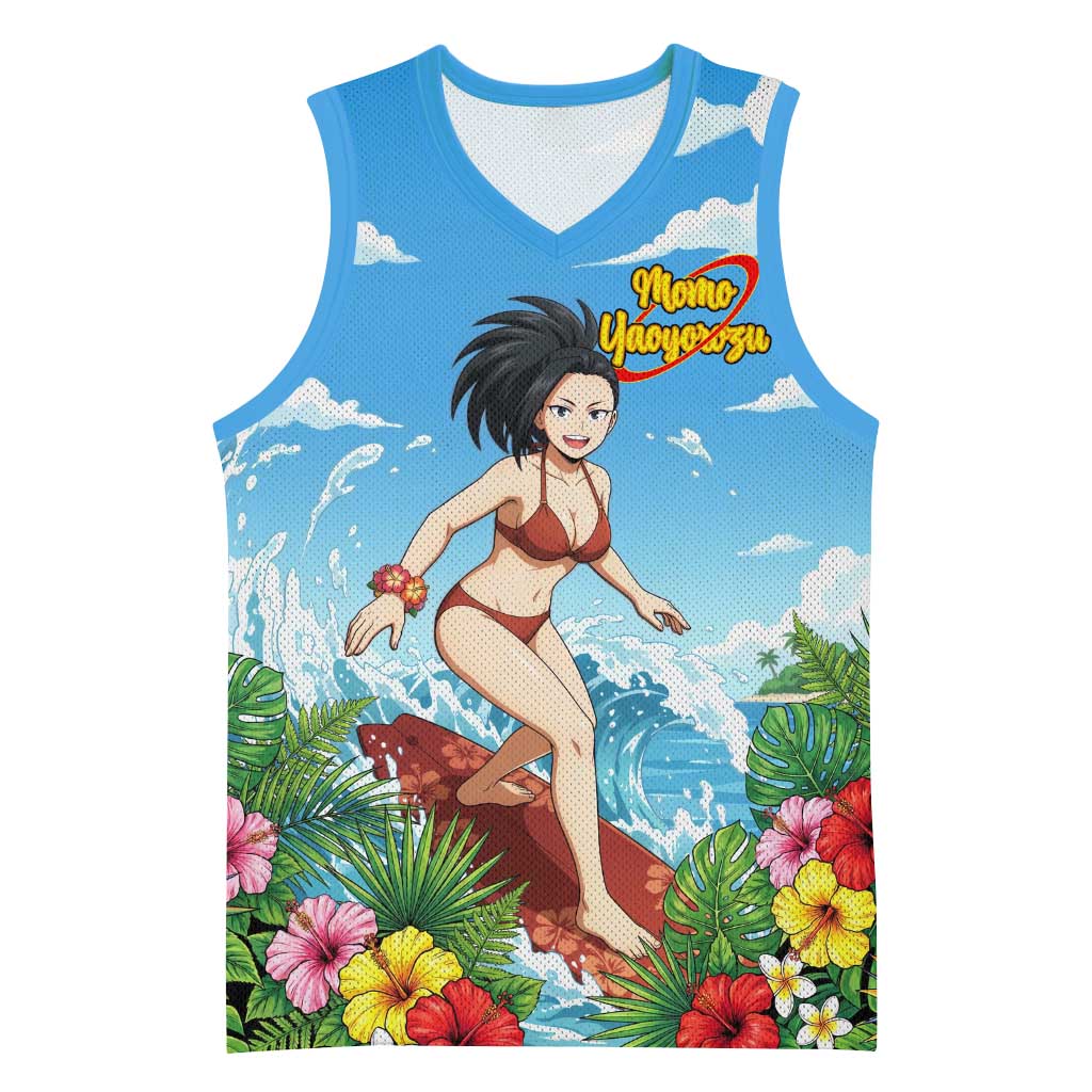 Momo Yaoyorozu Summer Chill Basketball Jersey Tropical Anime Surf Adventure